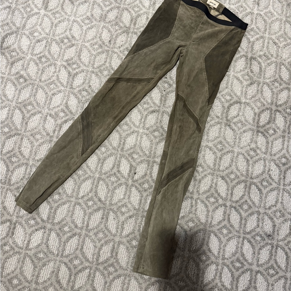 Helmut Lang Olive Suede Leggings